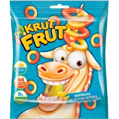 Жевательный мармелад KRUT FRUT Колечки со вкусом персика 70 гр. КДВ